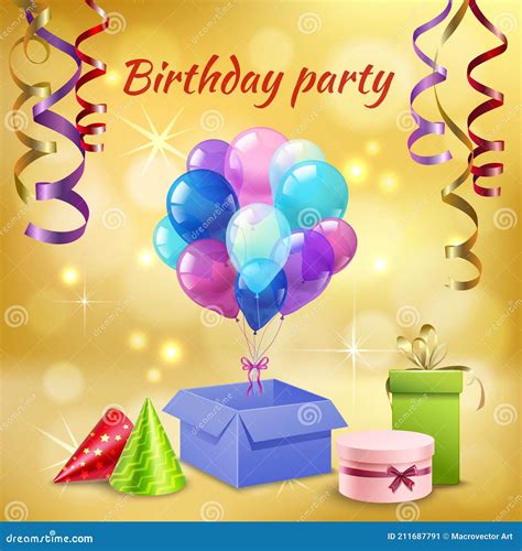 Birthday Party Accessories Realistic Stock Vector Illustration Of