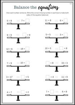 The leftmost two triangles are congruent, while the third and fourth triangles are. Balancing Equations - Equivalent Number Sentence ...