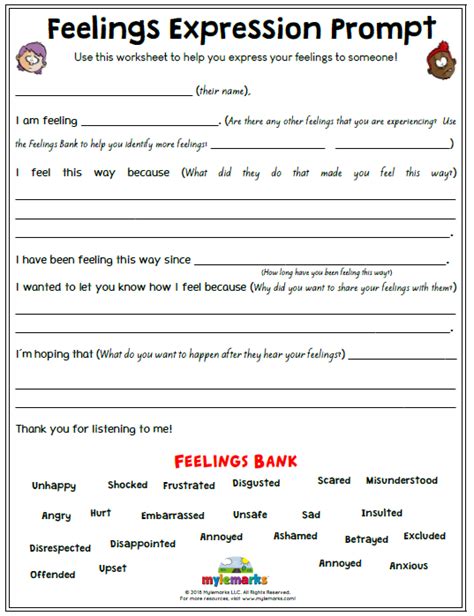 Feelings And Mood Worksheets
