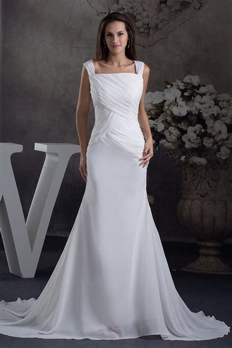 We offer a wide selection of high end wedding dresses at affordable costs. Sexy Mermaid Criss Cross Back Ruched White Chiffon Wedding ...
