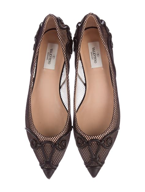 Valentino Mesh Pointed Toe Flats Shoes Val57115 The Realreal