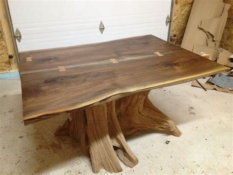 It features two metal sled legs in a black finish for an open, minimalist silhouette. Hand Made Live Edge Black Walnut Dining Room Table by Bois ...