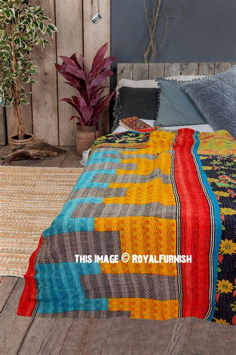 Wrap up with a canada blanket from zazzle! Yellow Multi Colorful One-Of-A-Kind Cotton Kantha Blanket ...