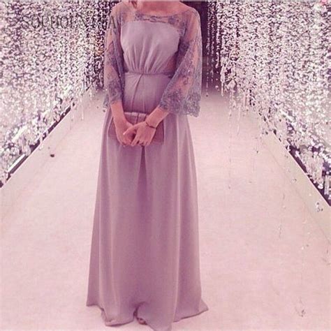 Saudi Arabia Fashion Prom Dress 2017 Sexy Scoop Neck Long Sleeve
