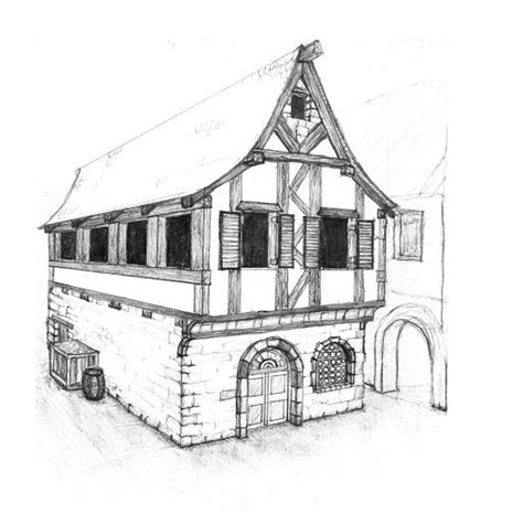 Fachwerk Haus Mittelalter Skizze Architecture Drawing Framework House