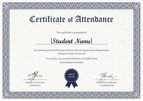 Attendance Certificate Template Word Blank Templates Ideas