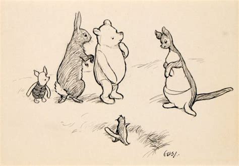 Original Drawing Winnie The Pooh Kanga Roo Piglet And Rabbit