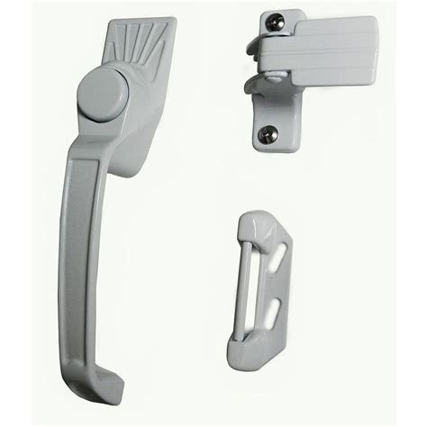 White Screen Door Handle Set Latches Stainless Steel Push Bottom Inside