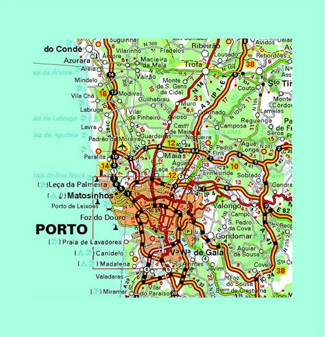 Detallado Carreteras Mapa De La Ciudad De Oporto Y Sus Alrededores Con