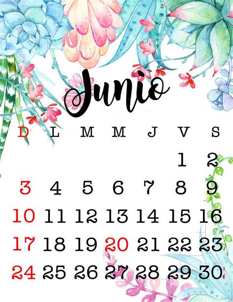 Junio Espa Ol Ideas De Calendario Plantilla De Calendario Para