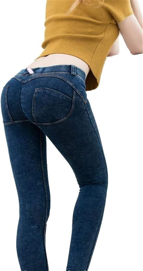 Women S Hips Butt Lift Stretch Denim Pants Skinny Pockets Front Pencil