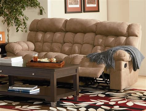 Mocha Microfiber Modern Reclining Living Room Sofa Woptions