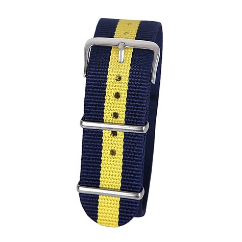 22mm Dark Blue Yellow Dark Blue Sport Nato Fabric Watch Band Straps Accessories Bands Nylon