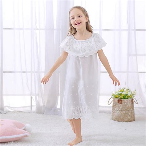 Children Girl Sweet Dress Princess Sleepshirts Long Sleeve Nightwear