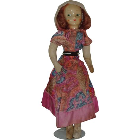 Vintage 19 Cloth Doll With Celluloid Mask Face From Fantastiques On Ruby Lane