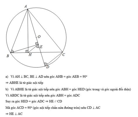 LỜI GIẢI Cho tam giác ABC có ba góc nhọn nội tiếp đường tròn tâm O và có AB
