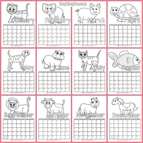 Kids Printable Calendar With Animals Free Printable Download