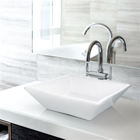 Modern Ceramic Vessel Sink Bathroom Vanity Bowl Beveled Square