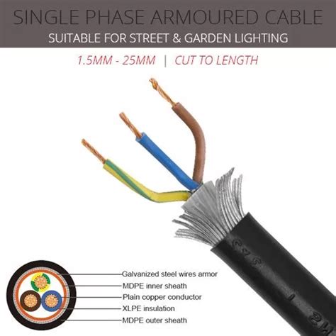 25mm X 3c Swa Single Phase Armoured Cable Cut To Length