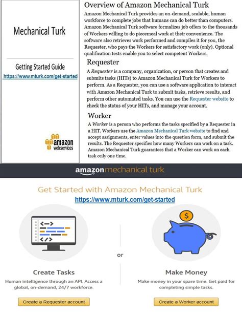 The purpose of the platform is for researchers, companies, etc. Amazon Mechanical Turk Getting Started Guide https://www ...