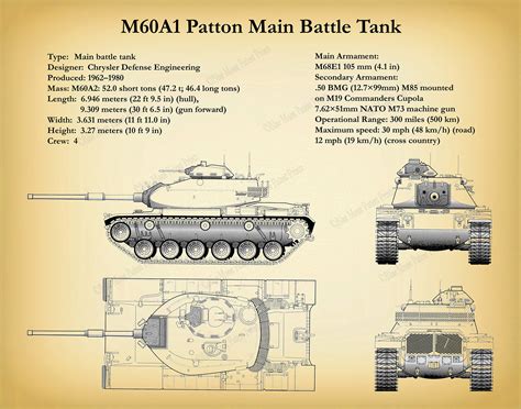 M60a1 Patton Main Battle Tank Designed For The Military M60a1 Drawing