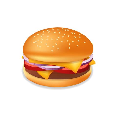 Premium Vector Realistic Hamburger Or Cheeseburger With Meat And