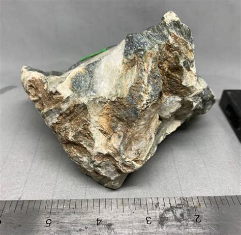 Wyoming Medium Olive Nephrite Jade With Quartz Crystals In Rough Chunk