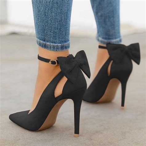New Women High Heels Pointed Toe Pumps Sexy Party Stiletto Bow Buckle