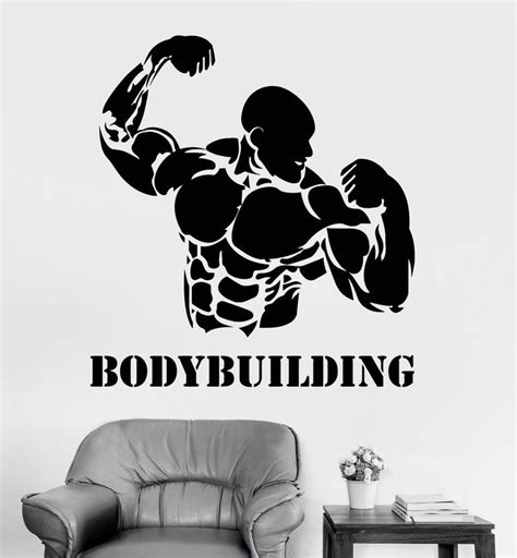 Vinyl Wall Decal Bodybuilding Fitness Gym Iron Sport Stickers Unique