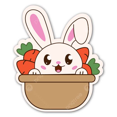 Hand Drawn Cartoon Cute Little White Rabbit Icon Sticker Transparent