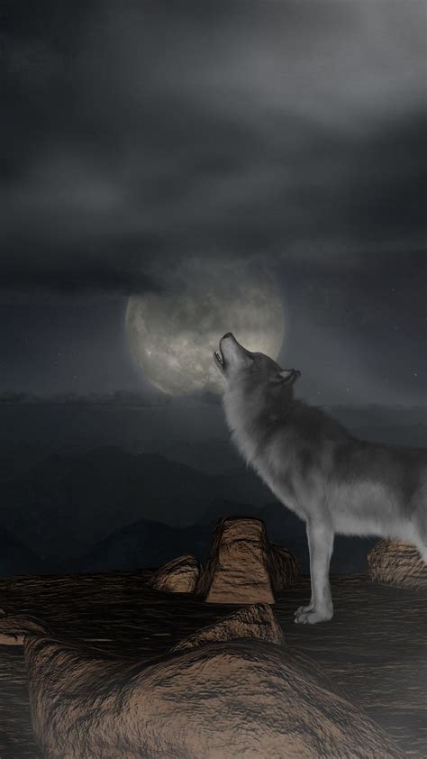🔥 Free Download Download Wallpaper 1350x2400 Wolf Howl Moon Full Moon