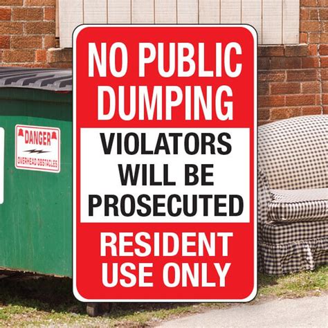 12 X 18 Aluminum No Public Dumping Sign
