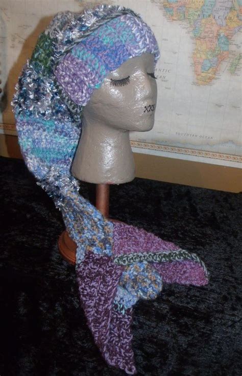 Heirloom christmas stocking knitting kits and patterns. Blue Calico Mermaid Tail Long Stocking Cap by ...