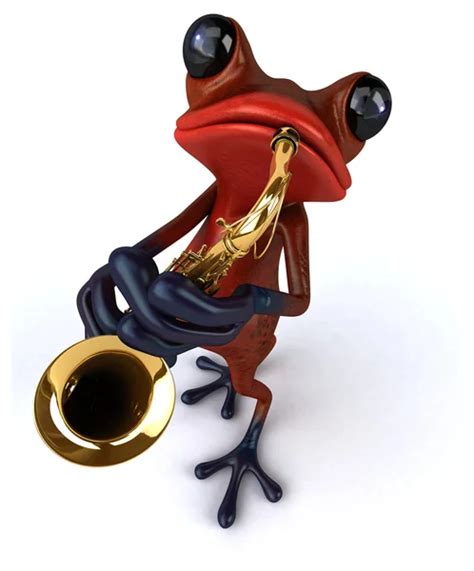 Fun Frog Playing Music Illustration — Stock Photo © Julos 185130356