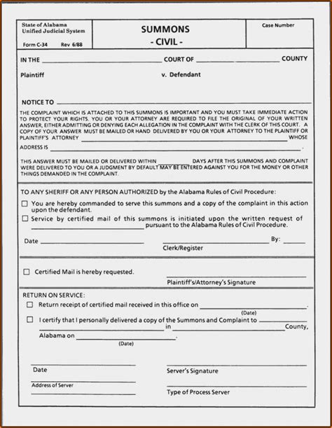 The summons informs the defendant that he or she is being sued for divorce and gives him or her 20 days to answer the complaint or take action within the court. Free Alabama Divorce Forms - Form : Resume Examples # ...