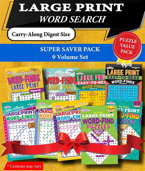 Kappa Super Saver Large Print Word Search Puzzle Pack Set Of 9 Carry