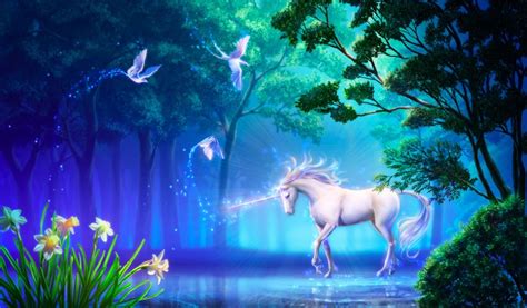 Unicorn In Fantasy Magic Forest Wallpaper
