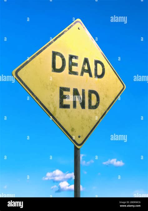 Dead End Road Warning Sign Against Blue Sky Stock Photo Alamy