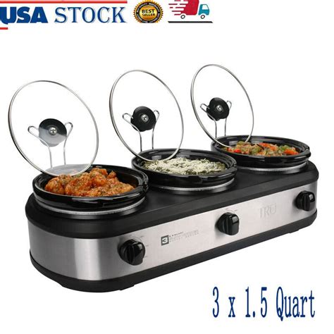 3x15 Quart Hot Electric Triple Buffet Server Food Warmer Slow Cooker