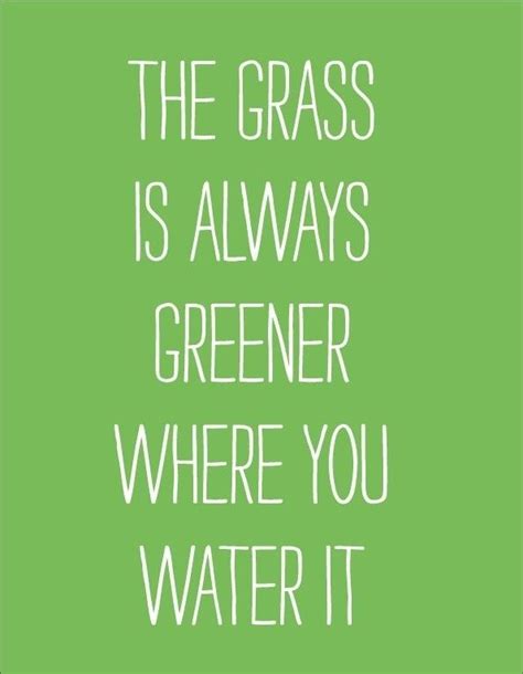 The Grass Is Always Greener Where You Water It Quote Posters Quote