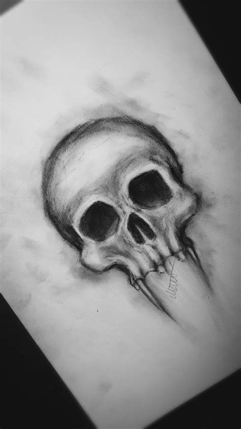 Realistic Abnormal Skull Drawing In Charcoal Skull Drawing Skull