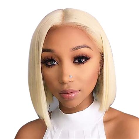 Us $136.99 |613 lace front wig blonde ombre brazilian remy human hair short bob wigs 1b 613 transparent middle. 13x6 Blonde Lace Front Wig Brazilian 1B 613 Short Bob Lace ...