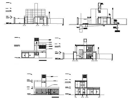 Two Bedroom House All Sided Constructive Sectional Drawing Details Dwg File