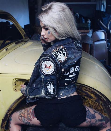 custom denim jacket tattoos for women tattooed women tattoo models inked girls rat rod