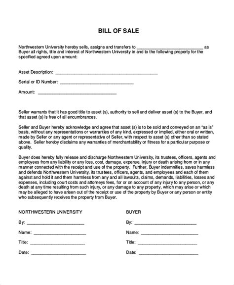 Free 11 Sample Generic Bill Of Sale Forms In Pdf Word