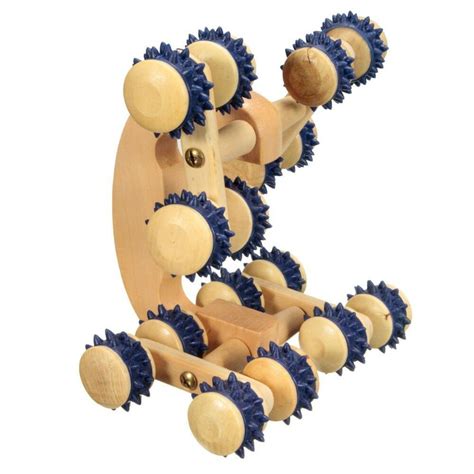 Ebay Sponsored Natural Wooden Rolling Ball Wheel Massager Back Body Relax Tool 16roller