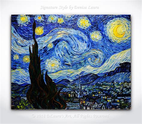 The Starry Night By Van Gogh Original Reproduction Landscape Etsy In
