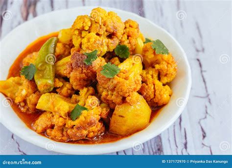 Aloo Gobi Potato Cauliflower Curry Stock Photo Image Of Cooked