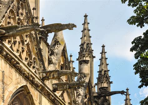 Gothic Architecture Gargoyles And Pinnacles In The Church Of San