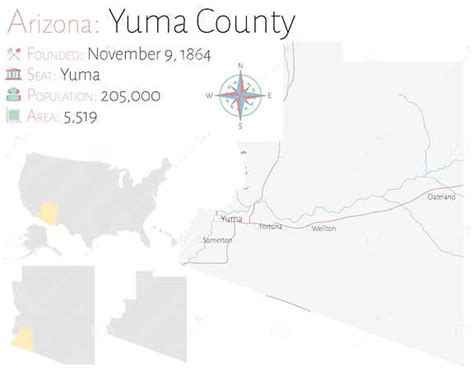 Map Of Yuma County In Arizona Stock Vector Illustration Of